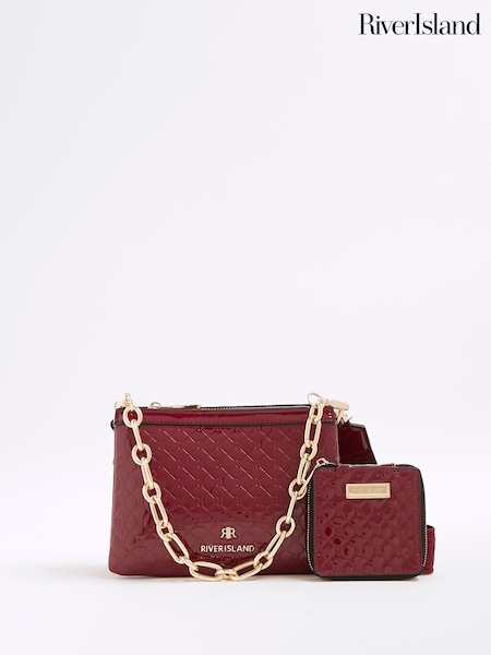 River Island Red Chain Pocket Multi Compartment Cross-Body Bag (Y01202) | £34