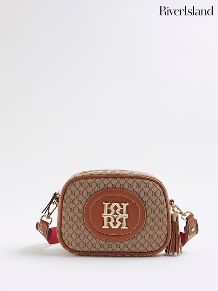 River Island Brown Monogram Cross-Body Bag (Y01208) | £32