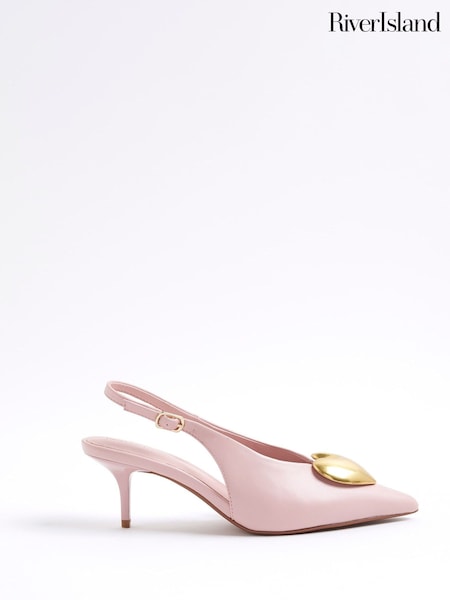 River Island Pink Heart Detail Court Heels (Y01209) | £46