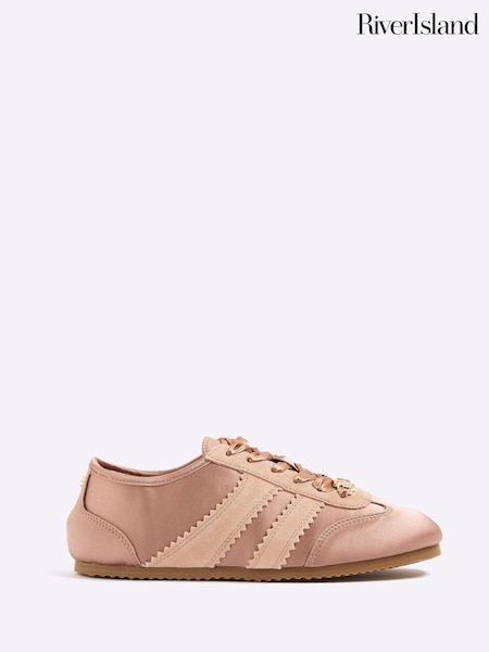 River Island Pink Slim Lace-Up Trainers (Y01233) | £39