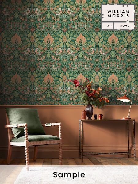 William Morris At Home Woodland Dove and Rose A4 Wallpaper Sample (Y01274) | £1
