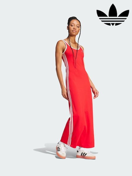 adidas Originals Red Adicolor 3-Stripes Tank Maxi Dress (Y01326) | £0