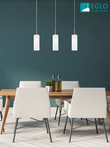 Eglo White Troy 3 Glass And 3 Ceiling Pendant Lights (Y01362) | £82