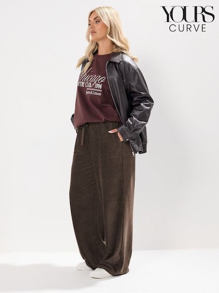 Yours Curve Brown Cord Drawstring Pull On Trousers (Y01416) | £31