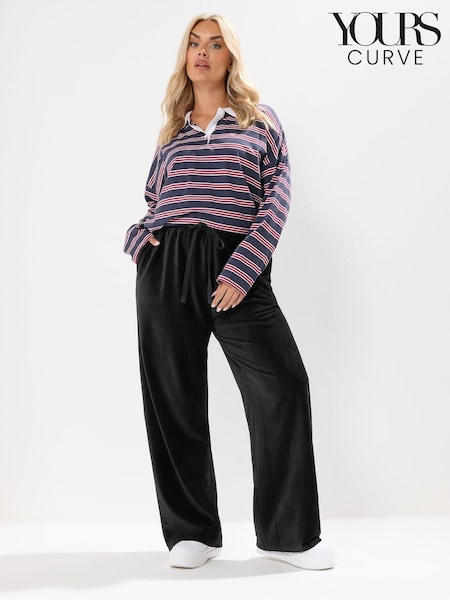 Yours Curve Black Cord Drawstring Pull On Trousers (Y01427) | £31
