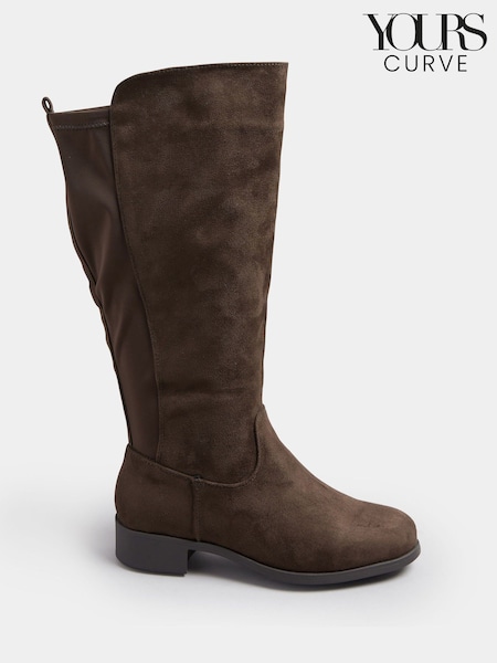 Yours Curve Brown Extra Wide Fit Extra Wide Fit Stretch Knee Boots (Y01442) | £45
