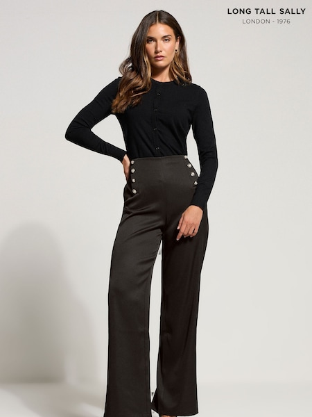 Long Tall Sally Black Military Button Trousers (Y01493) | £43