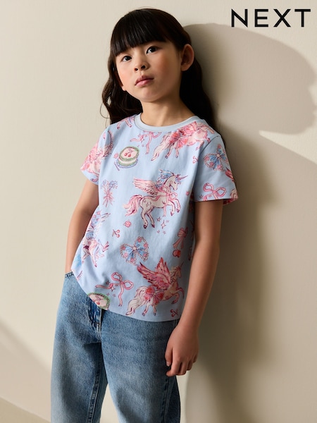 Blue Unicorn Print T-Shirt (3-16yrs) (Y01721) | £4.50 - £7.50