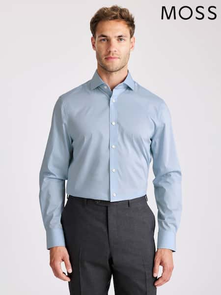 MOSS Tailored Fit Sky Blue Stretch Shirt (Y01932) | £35