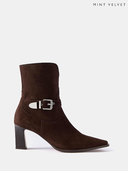 Mint Velvet Brown Blair Suede Ankle Boots (Y02027) | £150
