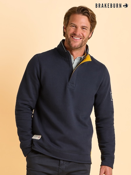Brakeburn Blue Abbotsbury Quarter Zip Sweatshirt (Y02237) | £65