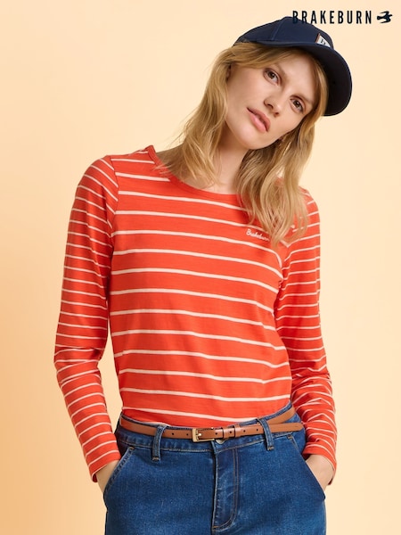 Brakeburn Red Branksome Long Sleeve T-Shirt (Y02299) | £30