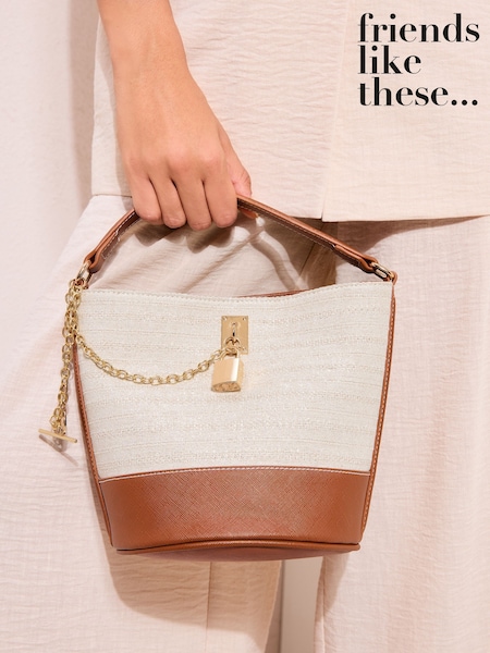 Friends Like These Cream and Tan Mini Canvas Bucket Bag (Y02475) | £32
