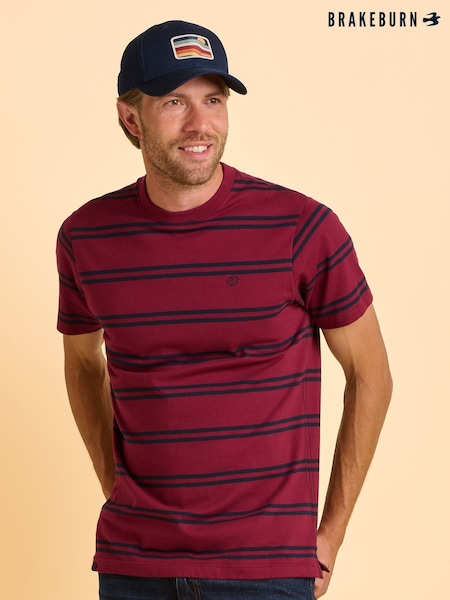 Brakeburn Red Callender Stripe T-Shirt (Y02538) | £30
