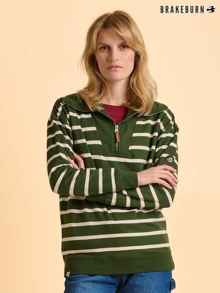 Brakeburn Green Charmouth Quarter Zip Sweatshirt (Y02561) | £60