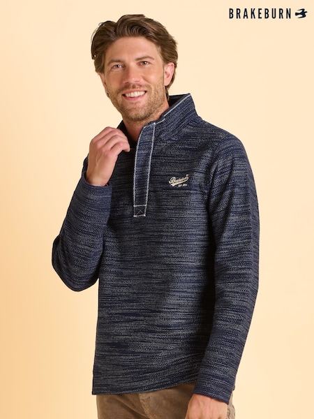 Brakeburn Blue Weymouth Quarter Zip Sweatshirt (Y02564) | £65