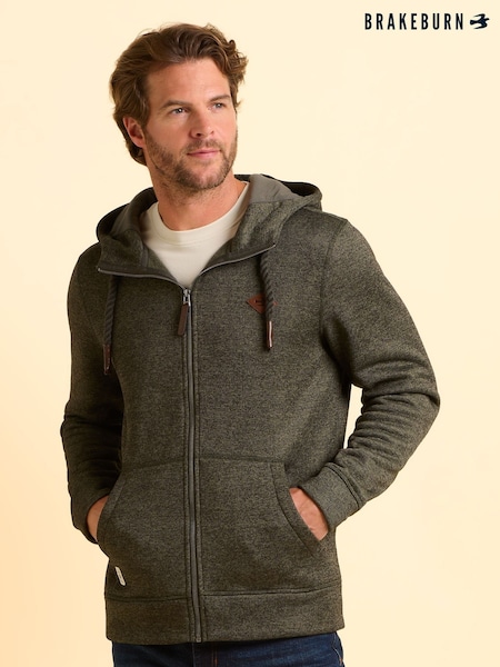 Brakeburn Green Hengistbury Zip Through Hoodie (Y02592) | £75