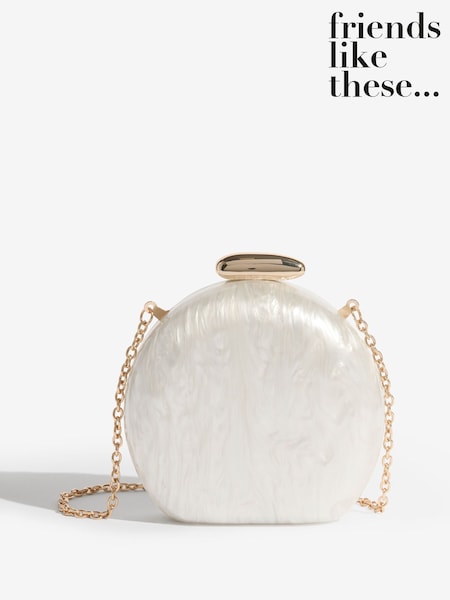 Friends Like These Bridal White Round Acrylic Clutch Bag (Y02620) | £35