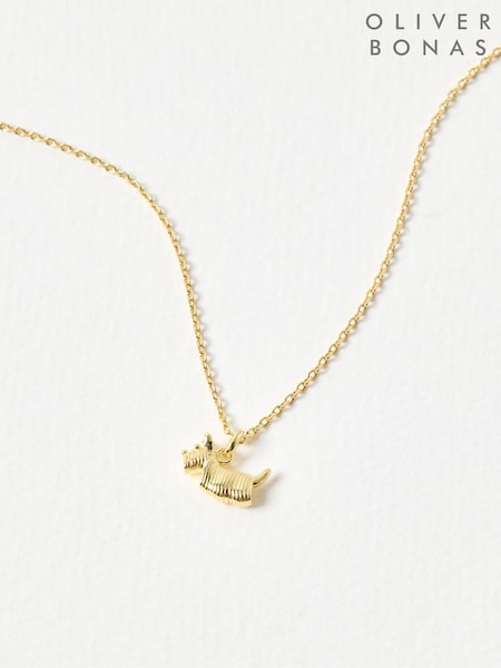 Oliver Bonas Gold Tone Hamish Scottie Dog Pendant Necklace (Y02634) | £39.50
