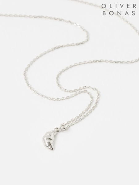 Oliver Bonas Silver Tone Claude Croissant Pendant Necklace (Y02636) | £39.50