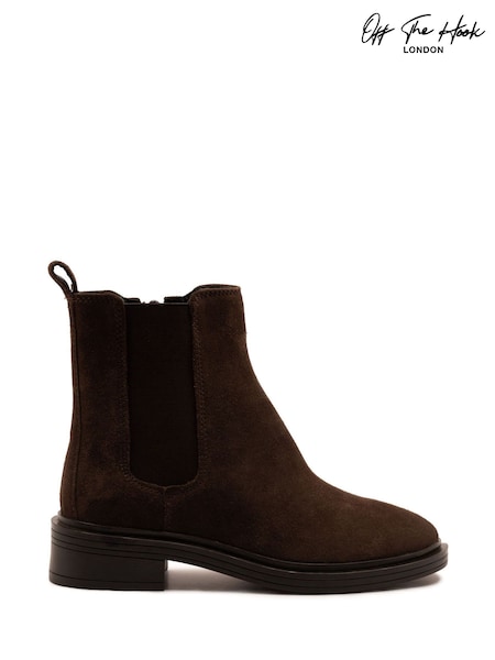 Off The Hook Brown Kiki Suede Leather Ankle Chelsea Boots (Y02755) | £45