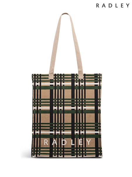 Radley Medium Check Open Top Brown Tote (Y02781) | £29