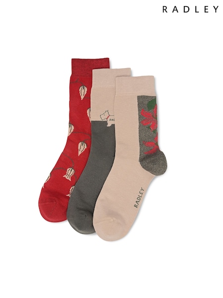 Radley Green Winter Floral Socks Set (Y02789) | £25
