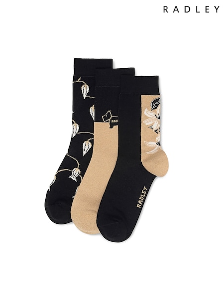 Radley Gold Winter Floral Socks Set (Y02792) | £25