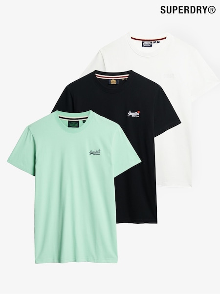 Superdry Green Cotton Essential Logo T-Shirts 3 Pack (Y02803) | £50