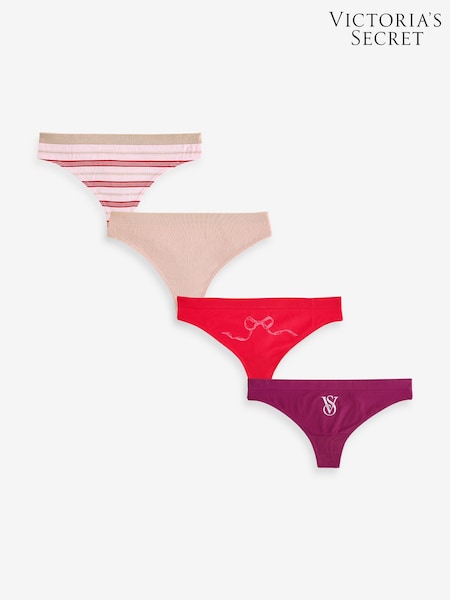 Victoria's Secret Red/Pink/Purple Thong 4 Pack Knickers (Y02865) | £22