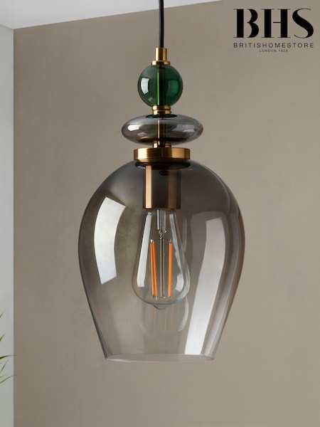 BHS Brass Green Seline 1 Pendant Light (Y02968) | £60