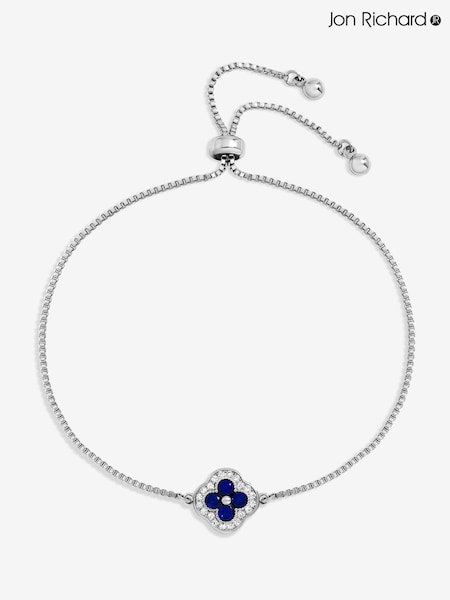 Jon Richard Silver Plated Sapphire Clover Toggle Bracelet (Y03111) | £18