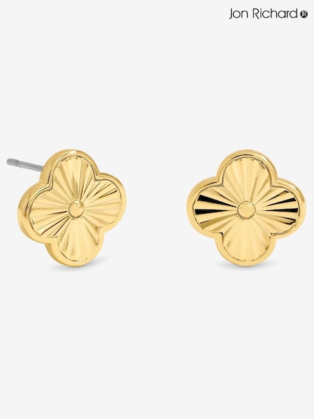 Jon Richard Gold Tone Diamond Cut Clover Earrings (Y03120) | £18