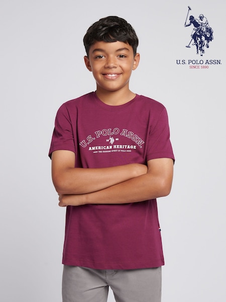 U.S. Polo Assn Purple Heritage Graphic Print T-Shirt (Y03127) | £18 - £30