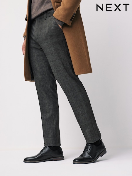 Black Wide Fit Derby Shoes with Navy Contrast Sole (Y03285) | £55