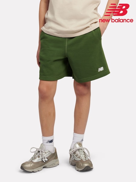 New Balance Green French Terry Small Logo Shorts (Y03348) | £35 - £42