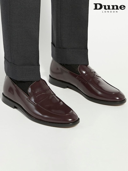 Dune London Red Surrey Suede Penny Loafers (Y03428) | £159