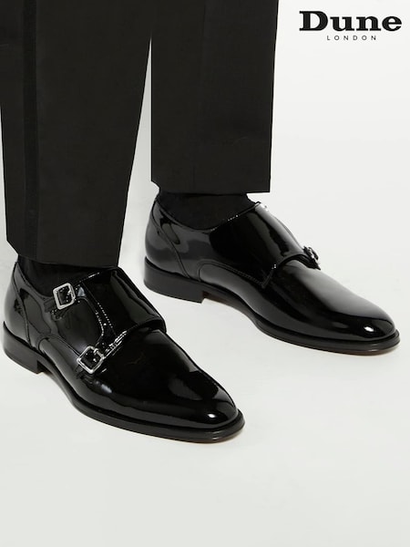 Dune London Black Sono Leather Sole Double Monk Shoes (Y03434) | £159
