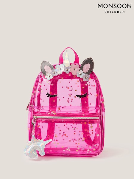 Monsoon Pink Clear Unicorn Backpack (Y03446) | £26