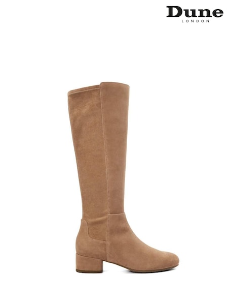 Dune London Brown Tayla Smart Stretch High Leg Boots (Y03524) | £159