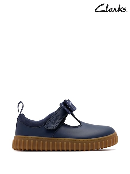 Clarks Blue Cove Bow Toddler Shoes (Y03752) | £40 - £42
