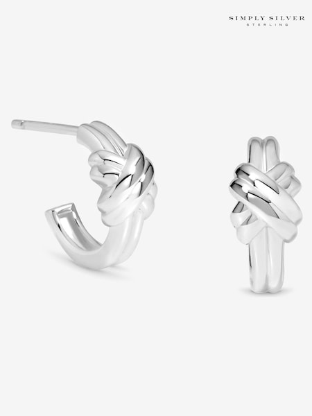 Simply Silver Sterling Silver 925 Polished Knot Hoop Earrings (Y03779) | £35