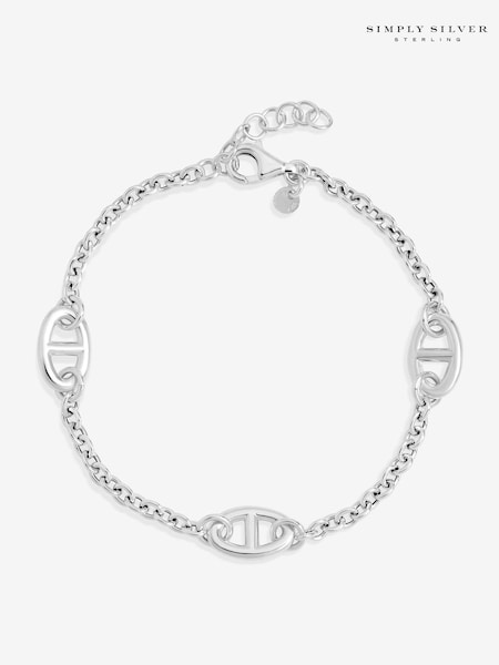 Simply Silver Silver Tone 925 Premium Polished Marine Link Bracelet (Y03782) | £75