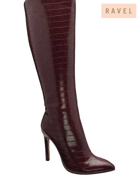Ravel Red Heeled Knee-High Boots (Y03797) | £85