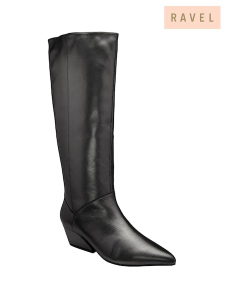 Ravel Black Leather Knee High Boots (Y03799) | £135
