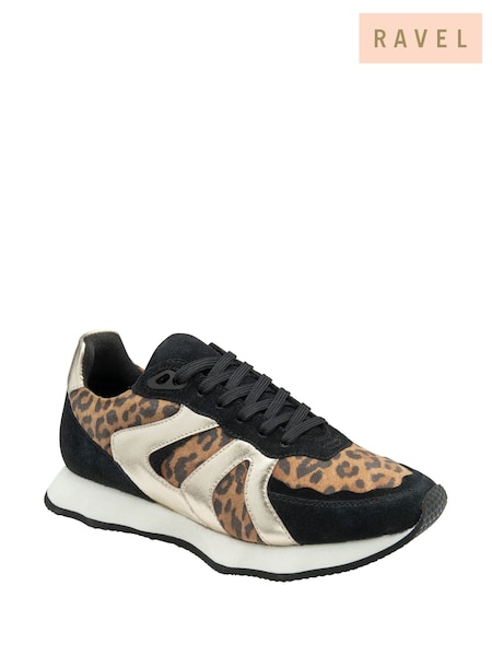 Ravel Black Leather Lace-Up Trainers (Y03819) | £75