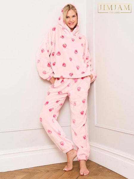 Jim Jam the Label Pink Strawberry Print Twosie Pyjamas (Y03834) | £38