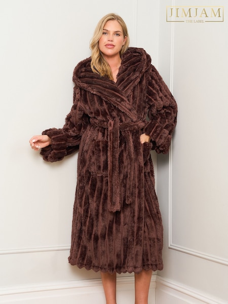 Jim Jam the Label Chocolate Ribbed Dressing Brown Gown (Y03841) | £45