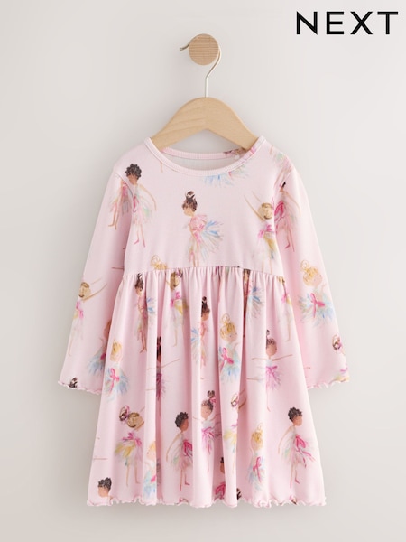 Pink Fairy Long Sleeve Ribbed Dress (3mths-7yrs) (Y03856) | £7 - £9