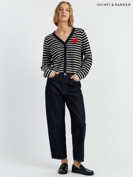 Chinti & Parker Wool Cashmere Heart Breton Cardigan (Y03890) | £125